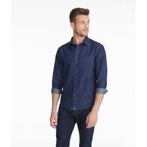 UNTUCKit Size XL Button-Up Denim Blue Wrinkle-Free Cinzano Shirt